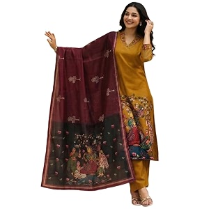 GoSriKi Women Viscose Blend Printed Straight Kurta