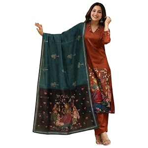 GoSriKi Women Viscose Blend Printed Straight Kurta