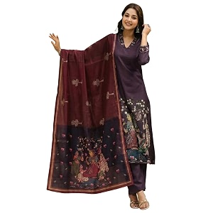 GoSriKi Women Viscose Blend Printed Straight Kurta