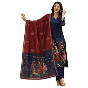 GoSriKi Women Viscose Blend Printed Straight Kurta