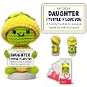 Gossby Positive Turtle Crochet with Emotional Message - My Dear Daughter I Turtle-Y Love You - Daughter Gift from Mom, Dad - Christmas, Graduation, Birthday Gift - Handmade Crochet Animal Decor