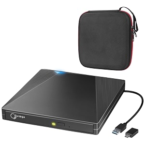 gotega external dvd drive usb 30 type c with storage case external cd dvd drive for laptop portable dvdcd rom -rw drive burner rewriter for windows mac linux laptop desktop macbook