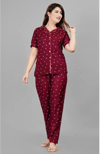 Gothada feb Women Printed Maroon Night Suit