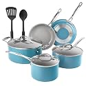 Gotham Steel 10 Piece Cookware Set Pots and Pans Set with Ultra Nonstick Ceramic Coating, 100% PFOA PFAS Free Cookware Set, Stay Cool Handle, Metal Utensil Oven & Dishwasher Safe - Turquoise Blue