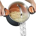 GOTHAM STEEL 5 Qt Stock Pot with Strainer Lid, Titanium Ceramic Nonstick