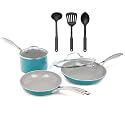 Gotham Steel 8 Piece Cookware Set Pots and Pans Set with Ultra Nonstick Ceramic Coating, 100% PFOA PFAS Free Cookware Set, Stay Cool Handle, Metal Utensil, Oven & Dishwasher Safe - Ocean Blue