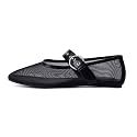 Gothictor Women's Mesh Ballet Flats Round Toe Leopard Mary Jane Shoes Women
