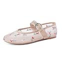 Gothictor Women's Mesh Ballet Flats Round Toe Leopard Mary Jane Shoes Women