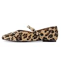 Gothictor Women's Mesh Ballet Flats Round Toe Leopard Mary Jane Shoes Women