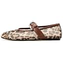Gothictor Women's Mesh Ballet Flats Round Toe Leopard Mary Jane Shoes Women