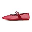 Gothictor Women's Mesh Ballet Flats Round Toe Leopard Mary Jane Shoes Women