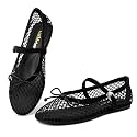 Gothictor Women's Mesh Ballet Flats Round Toe Leopard Mary Jane Shoes Women