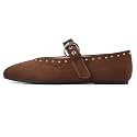Gothictor Women's Mesh Ballet Flats Round Toe Leopard Mary Jane Shoes Women