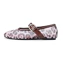 Gothictor Women's Mesh Ballet Flats Round Toe Leopard Mary Jane Shoes Women