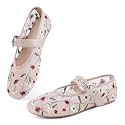 Gothictor Women's Mesh Ballet Flats Round Toe Leopard Mary Jane Shoes Women