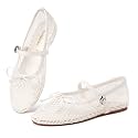 Gothictor Women's Mesh Ballet Flats Round Toe Leopard Mary Jane Shoes Women