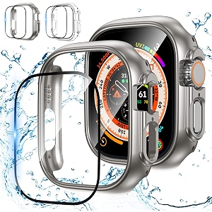 goton - apple watch ultra 49mm case  screen protector for apple watch ultra anti-fog tempered glass screen protector  hard pc edge protector for iwatch ultra 49mm accessories cleartitanium