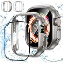 Goton - Apple Watch Ultra 49mm Case + Screen Protector for Apple Watch Ultra, Anti-Fog Tempered Glass Screen Protector + Hard PC Edge Protector for iWatch Ultra 49mm Accessories, Clear+Titanium