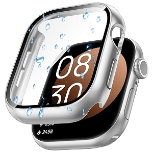 goton waterproof case designed for apple watch 38mm series 3 2 1 with tempered glass screen protector iwatch full protective hard pc bumper case face cover for men women 38mm silver