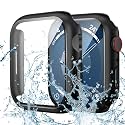 Goton Waterproof Case for Apple Watch Series 8 Screen Protector 45mm Series 7 45 mm, Full Protective Hard PC Bumper Face Cover Designed for iWatch Accessories 45 mm Black