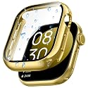 Goton Waterproof Case for Apple Watch 44mm SE (2nd Gen) Series 6 5 4 with Tempered Glass Screen Protector, iWatch Full Protective Hard PC Bumper Case Face Cover for Men Women 44 mm Gold