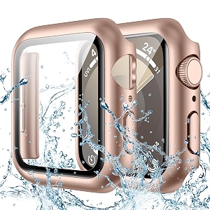 goton waterproof case compatible with apple watch se series 6 5 4 40mm with tempered glass screen protector iwatch full protective hard pc bumper case face cover for men women 40 mmoriginal gold