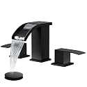 gotonovo Waterfall Bathroom Faucet 3 Hole Square Body,Matte Black
