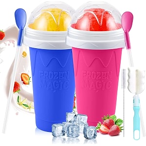 slushie maker cup - diy magic slushy maker squeeze cup portable smoothie squeeze cup for juices milk and ice cream make double layer squeeze slushy maker cup standard 2