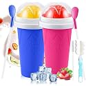 Slushie Maker Cup - DIY Magic Slushy Maker Squeeze Cup, Portable Smoothie Squeeze Cup for Juices, Milk and Ice Cream Make, Double Layer Squeeze Slushy Maker Cup (Standard, 2)