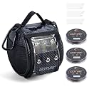 Goture 3/6 Outlet Holes Fishing Line Storage Bag, 2 Sizes Clear View Window Fishing Line Case, Removable Divider Fishing Line Organizer, Water-Resistant Surface, Tangle-Free Leader Line Spool Bag