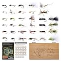 Goture Fly Fishing Flies Assortment Kit with Wooden Fly Box