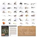 Goture Fly Fishing Flies Assortment Kit with Wooden Fly Box