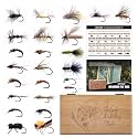 Goture Fly Fishing Flies Assortment Kit with Wooden Fly Box