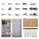 Goture Fly Fishing Flies Assortment Kit with Wooden Fly Box