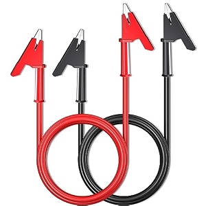 goupchn alligator clips electrical test leads 2pcs dual ended crocodile wire cable with insulators clips test flexible copper cable for electrical testing 656ft2m red black