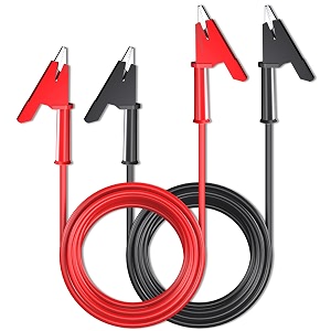 goupchn alligator clips electrical test leads 2pcs dual ended crocodile wire cable with insulators clips test flexible copper cable for electrical testing 10ft3m red black
