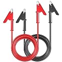 Goupchn Alligator Clips Electrical Test Leads 2PCS Dual Ended Crocodile Wire Cable with Insulators Clips Test Flexible Copper Cable for Electrical Testing 10ft/3m Red Black