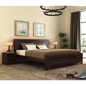 sheesham wood double bed without storage wooden cot palang for bedroom living room furniture walnut kuber king