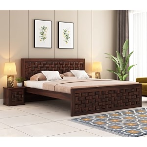 sheesham wood double bed without storage wooden cot palang for bedroom living room furniture walnut niwar king