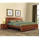 Sheesham Wood Double Bed Without Storage Wooden Cot Palang for Bedroom Living Room Furniture (Honey, Kuber King)