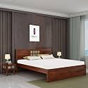 Sheesham Wood King Size Bed Without Storage | Wooden Bed King Size Double Cot Palang Bed for Bedroom | Tile Design Headboard Bed for Living Room | Honey Finish