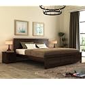 Sheesham Wood Double Bed Without Storage Wooden Cot Palang for Bedroom Living Room Furniture (Walnut, Kuber King)