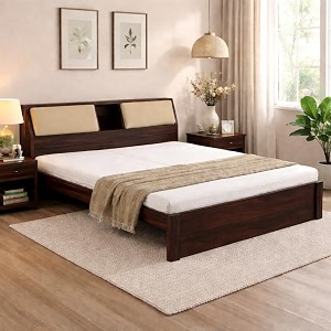 sheesham wood queen size bed without storage  wooden bed queen size double cot palang bed for bedroom  upholstered storage headboard bed for living room  walnut finish