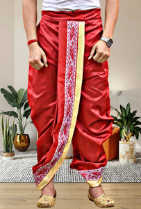 gouri collections ready to wear dhoti pant with velvet motif embellished men dhoti