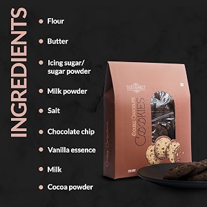 gourmelt double chocolate flavor cookies  soft amp chewy with rich cocoa and dark chocolate  perfect for snacking baking and sharing  freshly baked and delicious  250g pack of 2