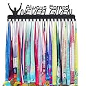 Goutoports Medal Holder Display Hanger Rack Frame for Sport Race Runner-Always Earned Never Given -Sturdy Black Steel Metal Over 60 Medals Easy to Install