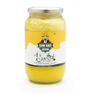 gouveda a2 pure ghee - 1 litre glass bottle  100 gir cow ghee  vedic traditional hand churned bilona method  grassfed  natural immunity booster  cultured premium ghee