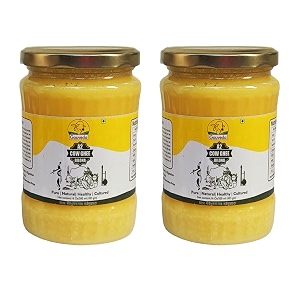 gouveda traditional bilona a2 gir cow vedic ghee  pure and healthy desi gir cow ghee  glass bottle  vedic hand churned bilona method  grassfed cows cultured premium amp traditional ghee 500ml x 2 glass bottle