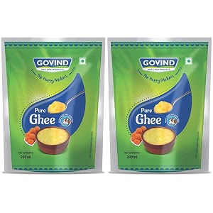 govind pure cow gheeindia ka original super food rich texture no artificial coloring ideal for healthy cooking amp digestion 200 ml pack of 2