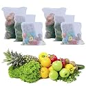 Mesh Vegetable Bags Pack of 6 with Zipper | Reusable Washable Produce Storage Bags for Fruits &amp; Vegetables